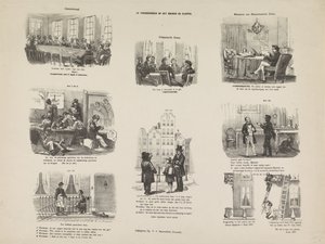Tegneserie av en forordning i Utrecht om bygging og riving, 1857 Bygge- og riveforskriften (tittel på objekt) av Anonymous