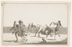 Taurus utfordres med banderillas Coleccion de las principales suertes de una corrida de toros (serietittel på objekt) Samling av de viktigste tyrefektingsmanøvrene (serietittel) av Anonymous
