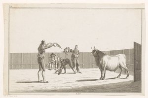 Tyrefekter med banderillaer Coleccion de las principales suertes de una corrida de toros (serietittel på objekt) Samling av de viktigste tyrefektingsmanøvrene (serietittel) av Anonymous