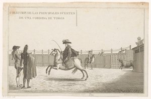 Tyrefektere på en arena Coleccion de las principales suertes de una corrida de toros (serietittel på objekt) Samling av de viktigste tyrefektingsmanøvrene (serietittel) av Anonymous