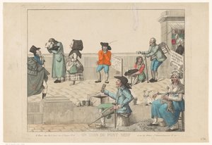 Gateselgere og tiggere på Pont Neuf Un coin du Pont Neuf (tittel på objekt) av Anonymous