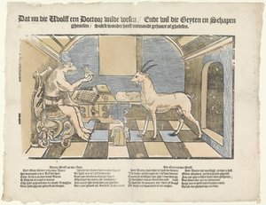 Ulven og geiten Ulven og geiten At nå at wholff ville bli lege / Ende vil at geyten og sau / ghenesen / Sulck rar ingen har hørt eller ghelesen (tittel på objekt) av Anonymous