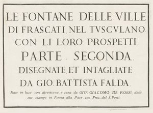 Titteltrykk med innrammet tittel Fontane delle ville di Frascati (serietittel) Fountains of Frascati (serietittel) av Anonymous
