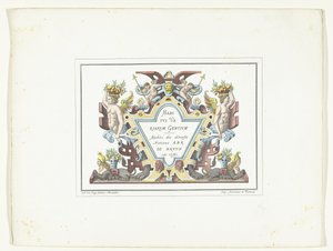Titelprent for de serie kostuumprenten i faksimile Habitus Variarum Gentium Habitus Variarum Gentium / Habitz des divers Nations Abr De Bruyn inv. 1581 (tittel på objekt) av Anonymous