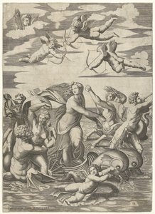 Triomf van Galatea møtte tritons i nereïden in putti av Anonymous