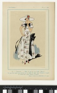 Veldig parisisk, 1923, nr. 5: 17.- SKYNESHET. - 1. Veil kjole... av Anonymous