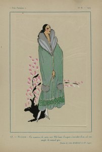 Meget parisisk, 1923, nr. 8: 17.- NAÏADE. - Denne nilgrønne satengkåpen... av Anonymous