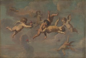 Tumbling Putti med blomster av Anonymous