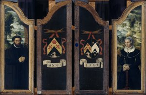 Two Wings of a Triptych med portrettene av Julien de Brouckere og hans kone Elisabeth Canneel av Anonymous