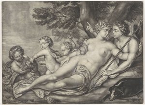 Venus stopper Adonis fra å jakte av Anonymous