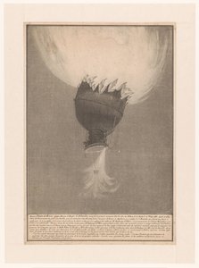 Verongelukken van de luchtballon van Pilatre de Rozier en Romain boven Boulogne, 15. juni 1785 Himmelfart ødelagt av Pilatre de Rosier og Romain, ved Château de la Muette 21. november 1783, etter å ha fått betydelige midler fra regjeringen i 1784 av Anonymous