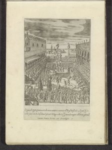 Viering van Vette torsdag på Piazzetta te Venetië Scènes uit het Venetiaanse leven (serietittel) Habiti d'Huomeni og venetianske kvinner med prosesjonen til Ser.ma Signoria Og andre detaljer, f.eks. triumferfester og offentlige seremonier til adelen av Anonymous