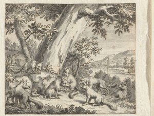 Rev som fikk halen kuttet Design for illustrasjoner for en utgave av Jean de la Fontaines Fables (serietittel) av Anonymous