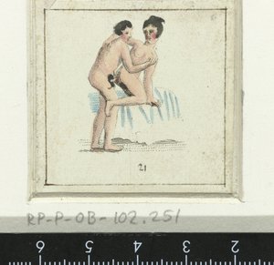 Par som elsker, kvinne står med ryggen til mannen Åtte erotiske scener (serietittel)