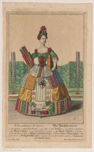 Kvinne med et kostyme av bøker Relieur de livres / Der Buchbinder (tittel på objekt) av Anonymous