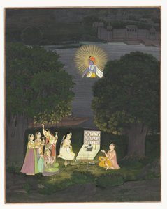 Kvinner som tilber Shiva blir avbrutt av en visjon om Krishna