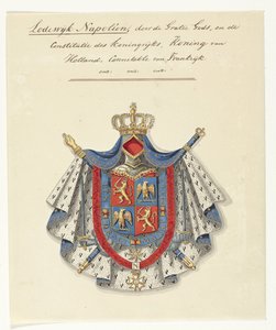 Våpenskjold til Louis Napoleon Bonaparte, konge av Holland Louis Napoleon, ved Guds nåde, og kongerikets grunnlov, konge av Holland, Connectable av Frankrike (tittel på objekt) av Anonymous
