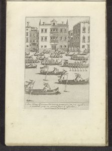Konkurranse av gondoler og robåter i Venezia Scener fra venetiansk liv (serietittel) Habiti d'Huomeni e Donne Venetiane Con la Processione della Ser.ma Signoria Et altri particolari cioè Trionfi feste et cerimonie publiche della nobilissima citt av Anonymous