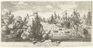 Zeeslag ved Beachy Head, 1690 Sjøkamp mot engelskmenn og nederlendere 10. juli 1690 (tittel på objekt) av Anonymous