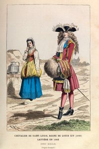 En Ridder av Saint Louis (1693) og en Laitiere (1680) under kong Ludvig XIVs regjeringstid på 1600-tallet - Ridder av Saint Louis Orden, kongedømmet til kongen Ludvig XIV 1693, og meieripike av Anonymous Anonymous
