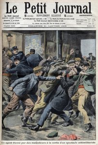 En politimann skadet under et antimilitaristisk show i Aubervilliers, forsiden til avisen Petiter Journal 31. januar av Anonymous Anonymous