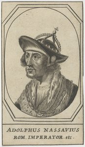 Adolphe de Nassau (1250-1298) - Adolf av Nassau, romernes konge, anonym. Etsning, størrelse: 10,8x6,2 av Anonymous Anonymous