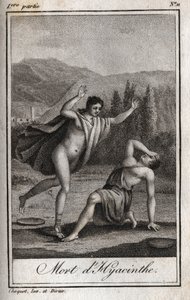 Apollo and Hyacinthos (Death of Hyacinthe) Engraving of 1819 in “Lettres a Emilie sur la mythologie” by Charles Albert Demoustier (1760-1801). Private collection. av Anonymous Anonymous