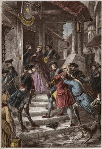 Arrestasjon av Voltaire og hans niese i Preussen, etter ordre fra Fredrik den store - gravering fra "" L'histoire de France racontee a mes grandenfants"" - av Francois Guizot - 1872-1876 av Anonymous Anonymous