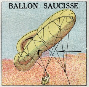 Ballonger: ballongpølse. Anonym illustrasjon av 1925. Privat samling. av Anonymous Anonymous