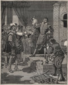 Bernard Palissy (1510-1589), fransk triumferende keramiker, fjerner sine første emaljebiter fra ovnen. Gravering fra 1880 i "" Les arts et metiers illustres"" av Adolphe BITARD. av Anonymous Anonymous