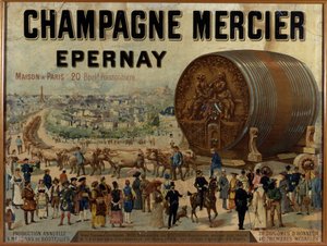 Stor tønne champagne utstillinger på Expo Universelle de 1889 - Reklameplakat for Mercier champagne, sent på 1800-tallet av Anonymous Anonymous