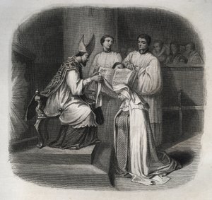 Den velsignede Maria av inkarnasjonen (skjegg Jeanne Avrillot) (1566-1618) Fransk mystiker som mottok karmelittens slør i 1614. Gravering fra 1846 i "" De helliges liv"". Privat samling. av Anonymous Anonymous