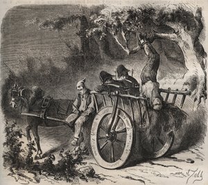 Fet flukt fra en styrke fra Toulon Bagne på 1800-tallet. Gravering i «Fangernes historie fra deres skapelse til i dag» (1877) av Pierre Zaccone (1817-1895) (Colonia Penale - Straffekoloni). Privat samling. av Anonymous Anonymous