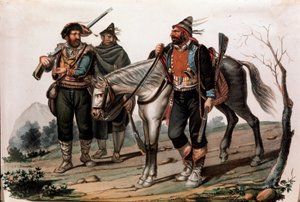 Brigandage i Calabria, Italia. Gravering fra 1800-tallet Privat samling av Anonymous Anonymous
