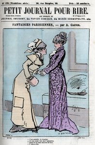 Cartoon about Parisian couples. Two women saying over the authority of their husbands: “It is understood you will come. av Anonymous Anonymous