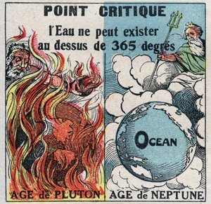 Changes in states: vapours. Water cannot exist above 365 degres (critical point). Anonymous illustration from 1925. Private collection. av Anonymous Anonymous