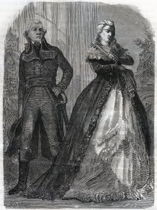 Charles Francois du Perier dit Dumouriez (1739-1823), fransk general med dronning Marie Antoinette (1755-1793). Gravering fra 1866 i «Histoire de la Revolution francaise»» av Adolphe Thiers. Privat samling. av Anonymous Anonymous
