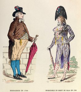 Kostyme av en borgerlig og en utrolig i gallakjole i 1788 - privat samling av Anonymous Anonymous