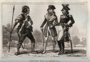 Kostymer under konvensjonen. Gravering fra 1859 i “” Le Monde. Alle folkeslags historie fra de fjerneste tider til i dag». av M. E. de Lostalot-Bachoue (Lostalot Bachoue). Privat samling. av Anonymous Anonymous