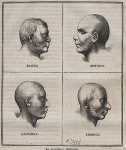 Criminal Phrenology in the Brest Bagne (portretter som skildrer de fysiognomiske egenskapene til forskjellige typer kriminelle). Gravering i "Historien om straffedømte fra deres skapelse til i dag"" (1877) av Pierre Zaccone (1817-1895) (Colonia Penale - Pe av Anonymous Anonymous