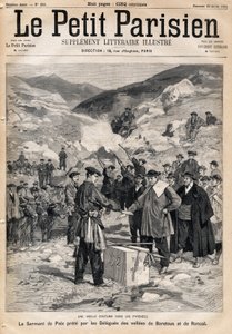 Skikken med pyreneene: fredseden avlagt av delegatene i dalene Baretous og Roncal. En av avisen "" Le Petite Parisien"" den 23.07.1893. av Anonymous Anonymous