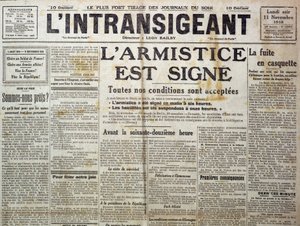 Detalj av 25989: En av "" The Intransigent""" av 11/11/1918 som kunngjorde "" våpenhvilen er tegn"" av Anonymous Anonymous