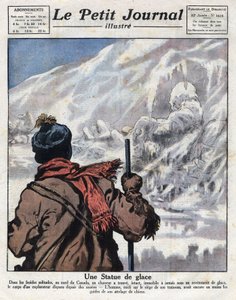 Oppdaget fra kroppen til en oppdagelsesreisende i isen i Canada, forsvant i årevis. Illustrasjon hentet fra “” Le petit journal”” fra 11/12/1921 Samling privee av Anonymous Anonymous