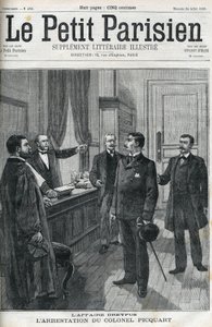 Dreyfus-saken, i 1898, arrestasjonen av oberstløytnant Georges Picquart (1854-1914). I "le petit Parisien" fra 1898. av Anonymous Anonymous