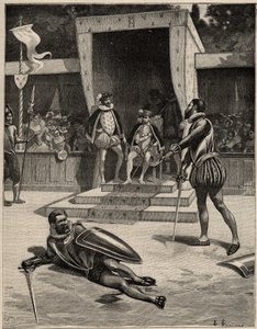 Duell mellom Francois de Vivonne de la Chataigneraie og Guy de Chabot, Baron de Jarnac i Saint Germain en Laye, Frankrike 10. juli av Anonymous Anonymous