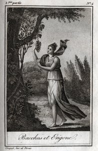 Erigo og Bacchus, gravering av 1819 i "Letters to Emily on Mythology" av Charles Albert Demoustier (1760-1801). Privat samling. av Anonymous Anonymous