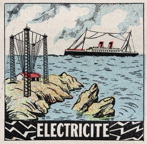 Eter (materiale): Elektrisitet. Anonym illustrasjon av 1925. Privat samling. av Anonymous Anonymous