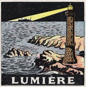 Ether (material): the light of a lighthouse in the night. Anonymous illustration from 1925. Private collection. av Anonymous Anonymous