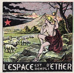 Ether (material): the space is filled with ether. A shepherd from Antiquite contemplating the sky. Anonymous illustration from 1925. Private collection. av Anonymous Anonymous