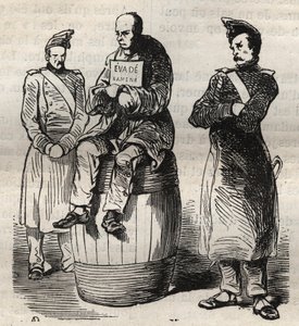 Utstilling av en tvungen unndragelse (Evade returnerte) i Toulon-fengselet på 1800-tallet. Gravering i «Fangernes historie fra deres skapelse til i dag» (1877) av Pierre Zaccone (1817-1895) (Colonia Penale - Straffekoloni). Privat samling. av Anonymous Anonymous